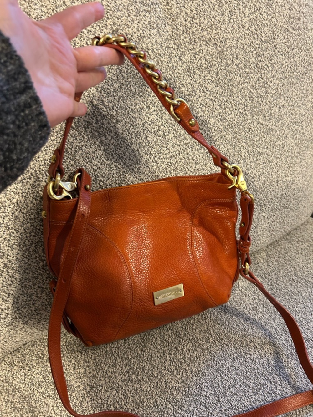 Brahmin Pebbled Leather Crossbody in Burnt Orange with Gold Hardware - Picture 2 of 15